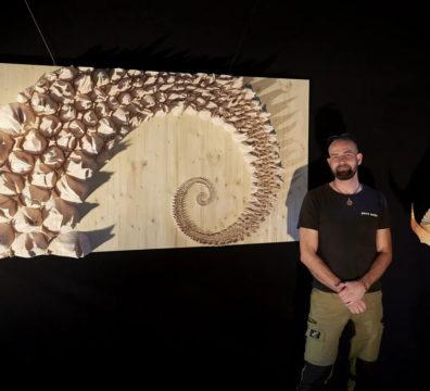 Fibonacci Holz Mosaik Kunstwerk von Daniel Fuchs